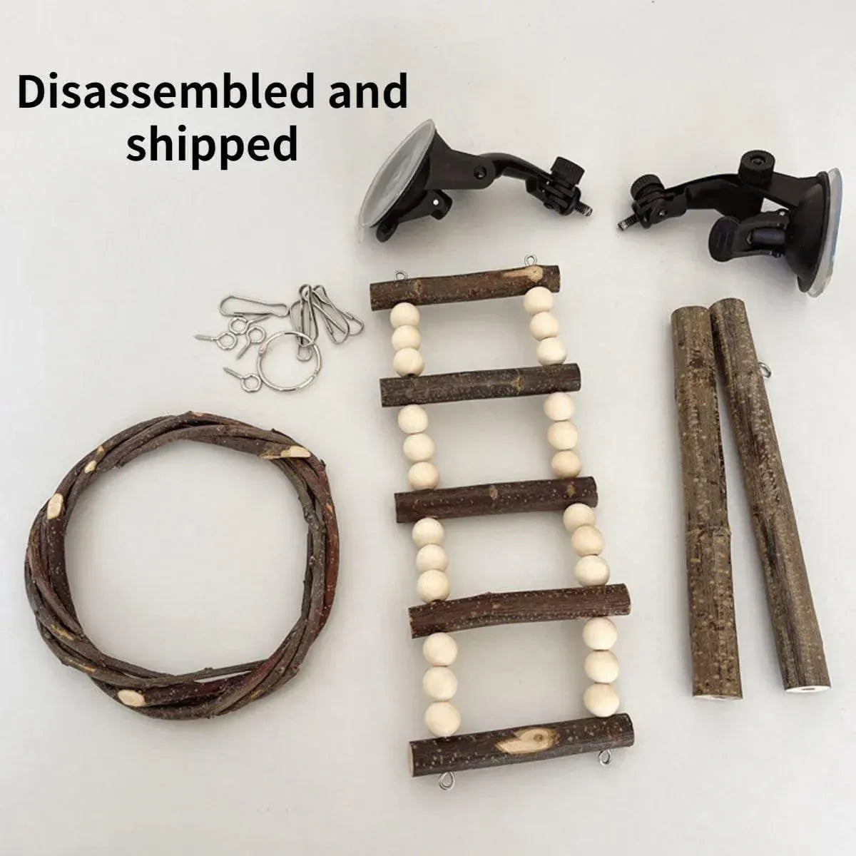 Spud Jax Petshop Wooden Parrot Stand Climbing Ladder Swing Toy for Birds Cage Play Accessories - Nut Washer Fixed Type Wooden Parrot Stand Climbing Ladder Swing Toy for Birds Cage Play Accessories - Nut Washer Fixed Type Pet Care > Bird > Bird Cage Accessories