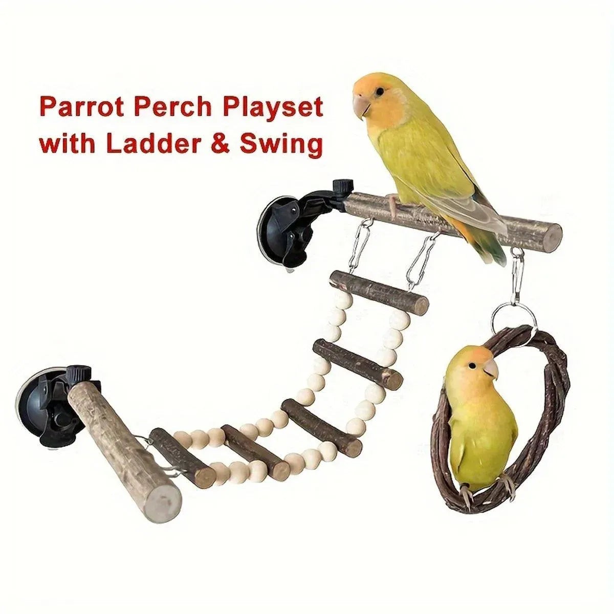 Spud Jax Petshop Wooden Parrot Stand Climbing Ladder Swing Toy for Birds Cage Play Accessories - Nut Washer Fixed Type Wooden Parrot Stand Climbing Ladder Swing Toy for Birds Cage Play Accessories - Nut Washer Fixed Type Pet Care > Bird > Bird Cage Accessories