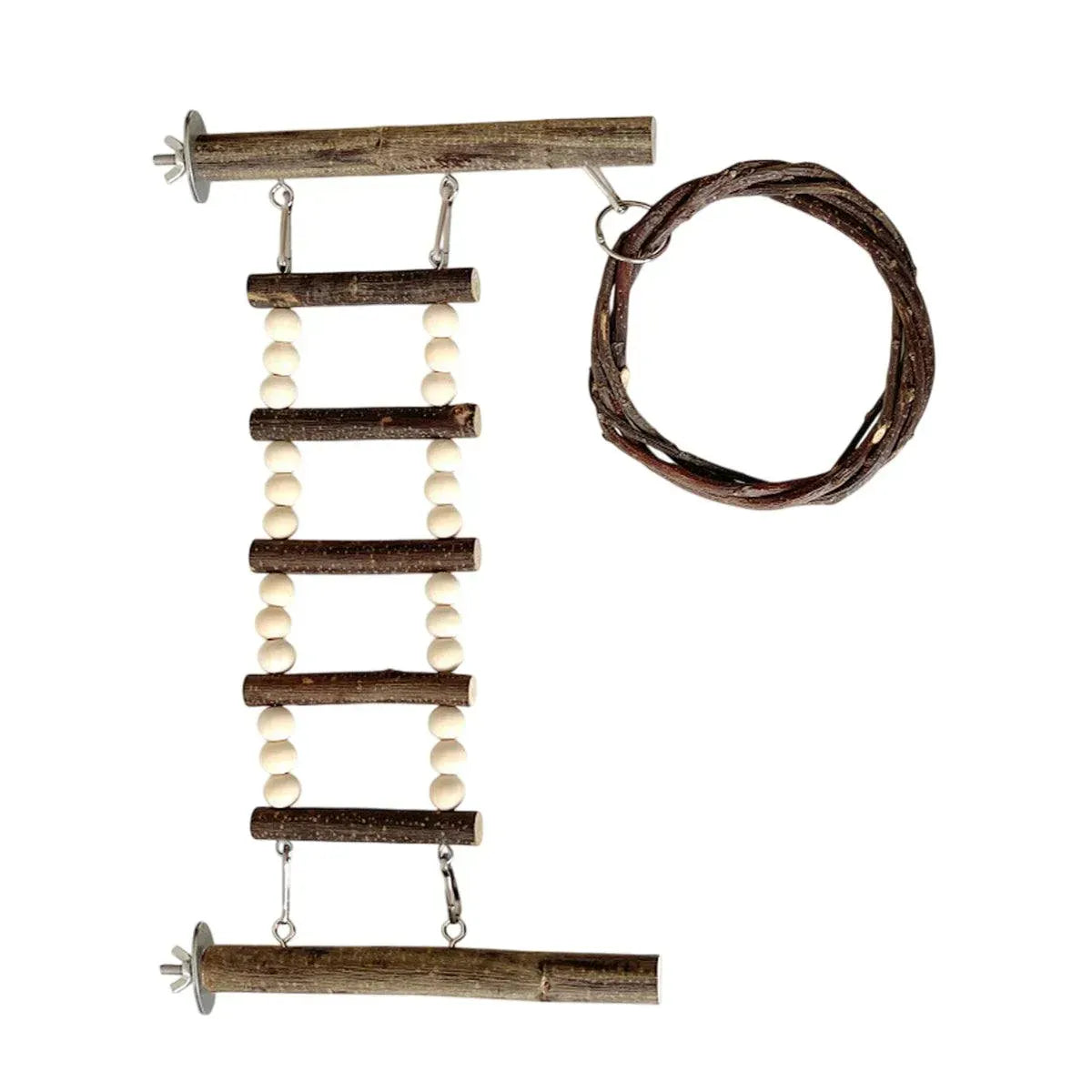 Spud Jax Petshop Wooden Parrot Stand Climbing Ladder Swing Toy for Birds Cage Play Accessories - Nut Washer Fixed Type Wooden Parrot Stand Climbing Ladder Swing Toy for Birds Cage Play Accessories - Nut Washer Fixed Type Pet Care > Bird > Bird Cage Accessories