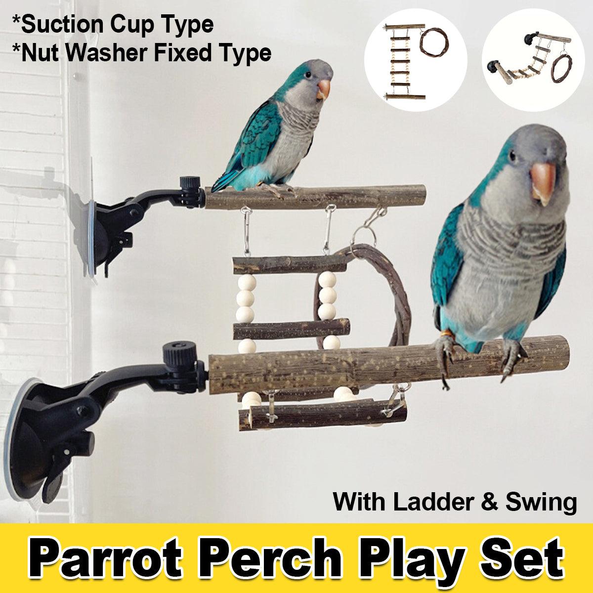 Spud Jax Petshop Wooden Parrot Stand Climbing Ladder Swing Toy for Birds Cage Play Accessories - Suction Cup Type Wooden Parrot Stand Climbing Ladder Swing Toy for Birds Cage Play Accessories - Suction Cup Type Pet Care > Bird > Bird Cage Accessories