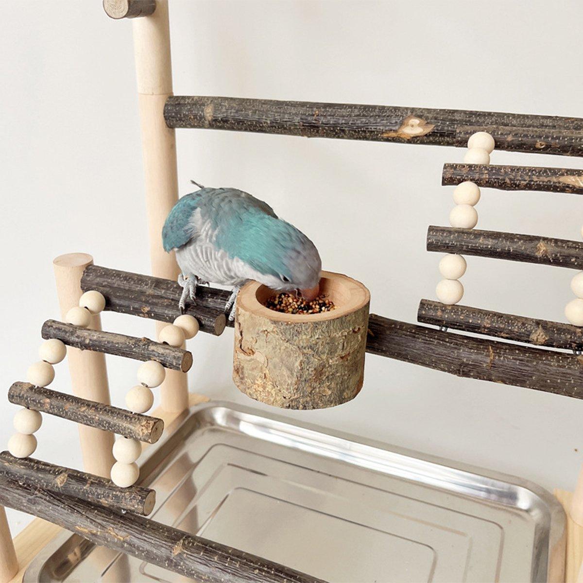Spud Jax Petshop Wooden Parrot Stand Pole Interactive Bird Stand with Food Bowl Climbing Ladder Wooden Parrot Stand Pole Interactive Bird Stand with Food Bowl Climbing Ladder Pet Care > Bird > Bird Cages & Stands