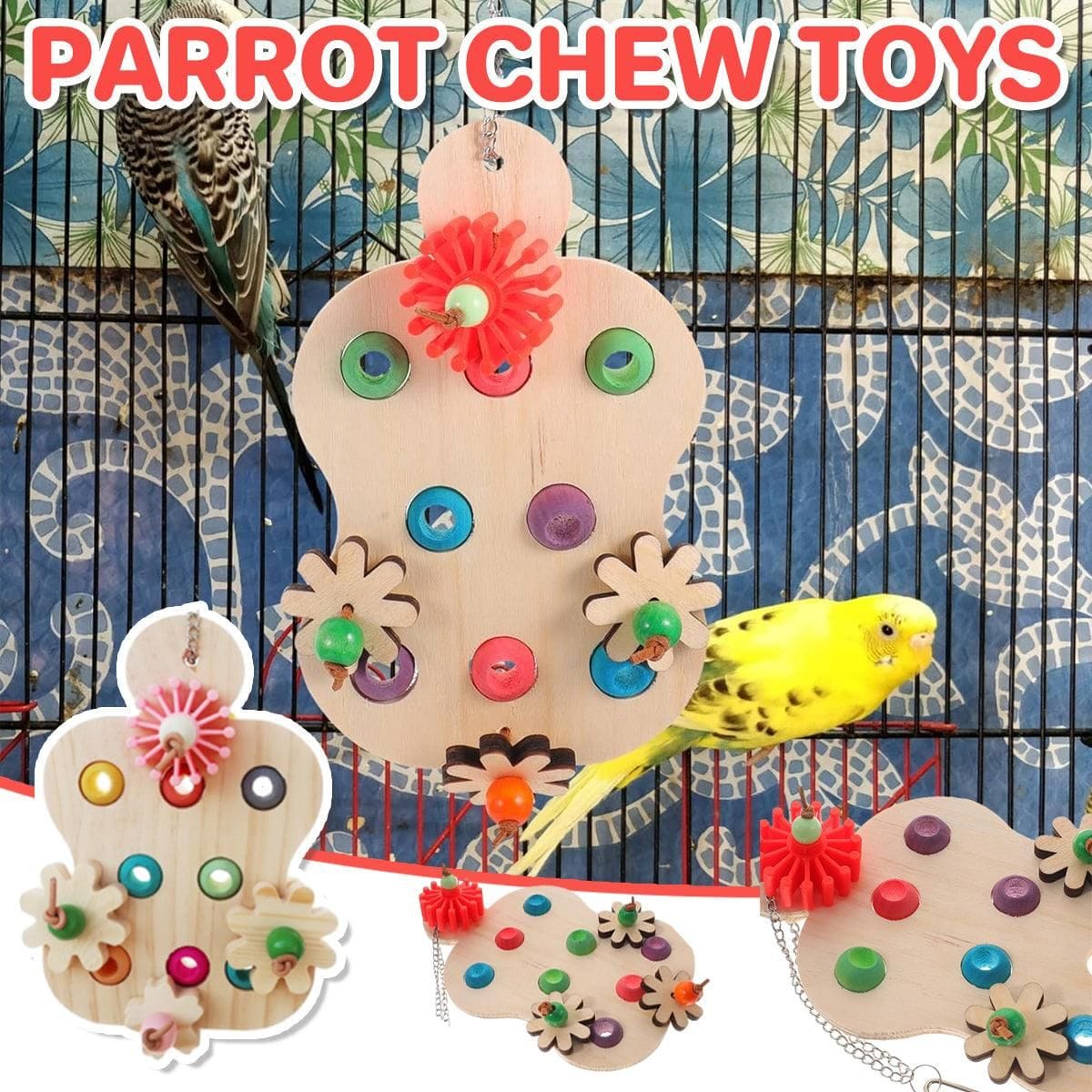 Spud Jax Petshop Wooden Parrot Toy Wooden Parrot Toy Pet Care > Bird > Bird Cage Accessories