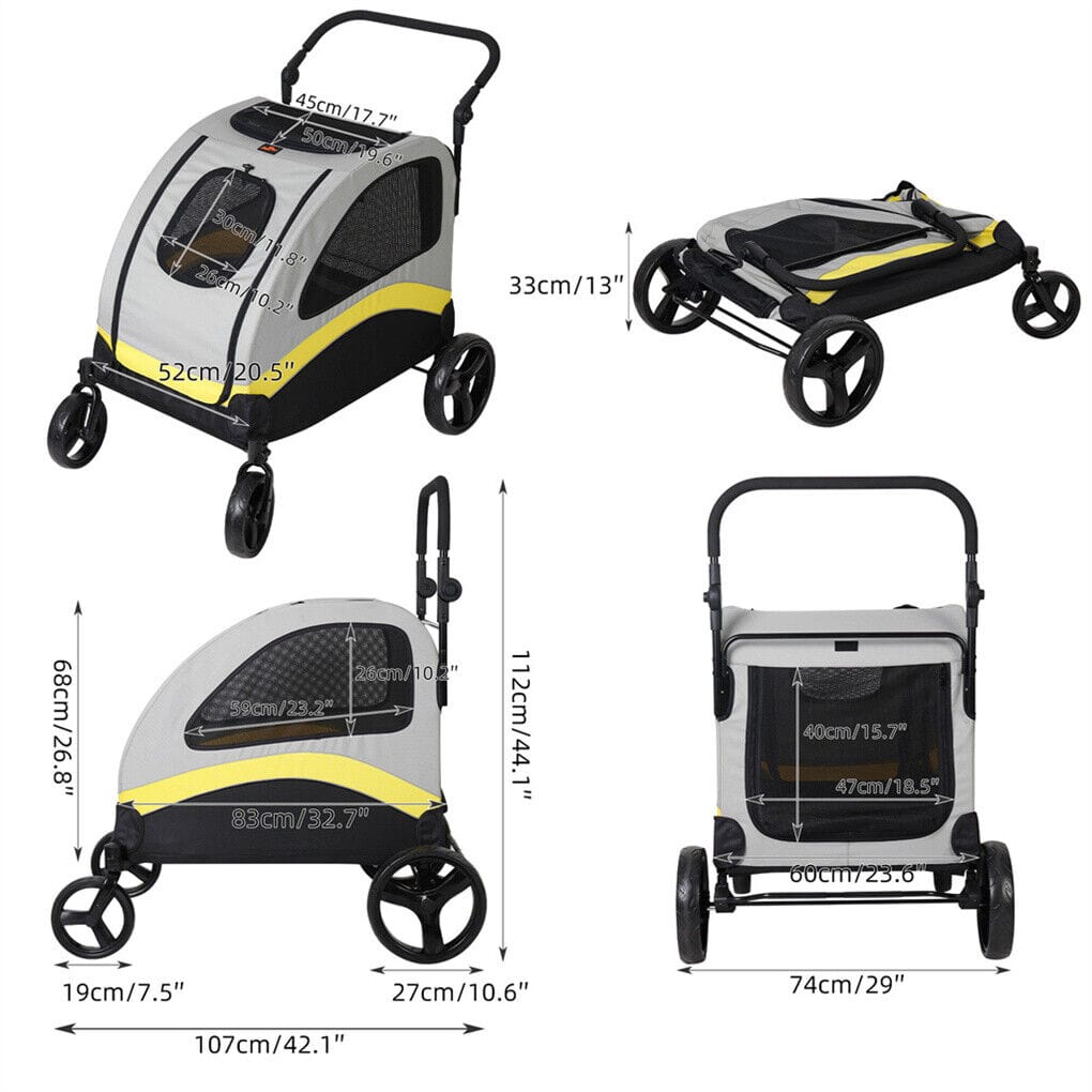Spud Jax Petshop XL Dog Stroller Pet Pushchair Foldable Travel Cart XL Dog Stroller Pet Pushchair Foldable Travel Cart Pet Care > Cat Supplies > Cat Carriers & Crates