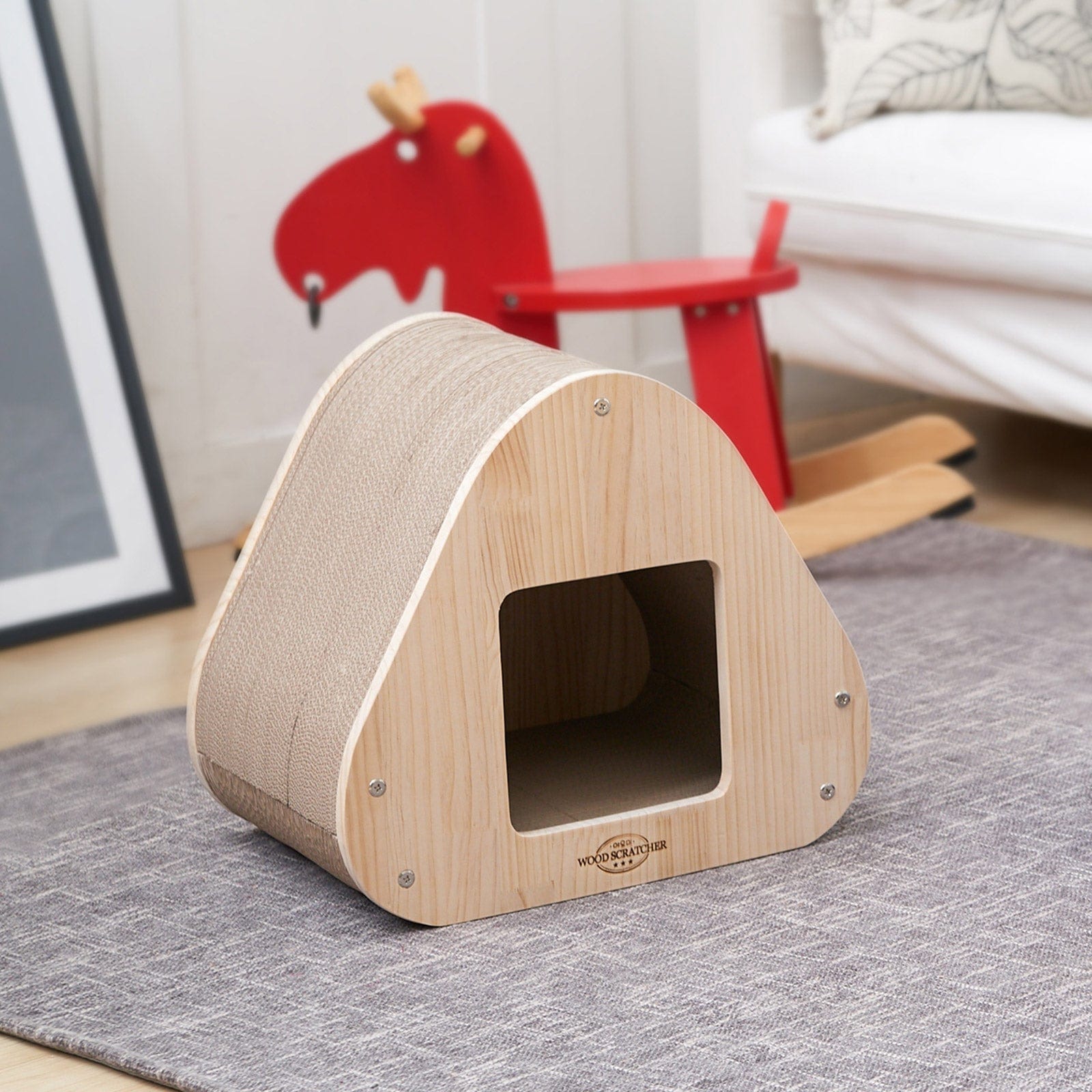 Spud Jax Petshop Yaomi Wood Triangle Cat Scratcher Sofa Pet Bed Pet Care > Cat Supplies > Cat Scratchers