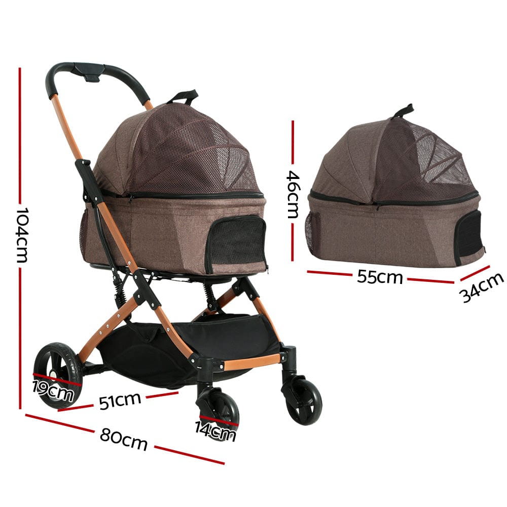 Spud Jax Petshop i.Pet Pet Stroller Dog Pram Large Cat Carrier Travel Pushchair Foldable 4 Wheels Pet Care