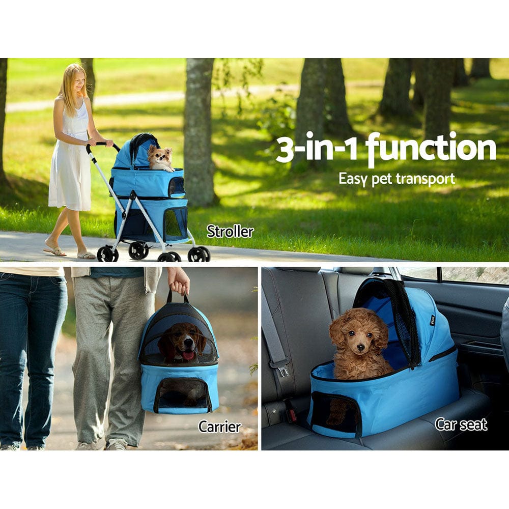 Spud Jax Petshop i.Pet Pet Stroller Dog Pram Large Cat Carrier Travel Foldable 4 Wheels Double Pet Care