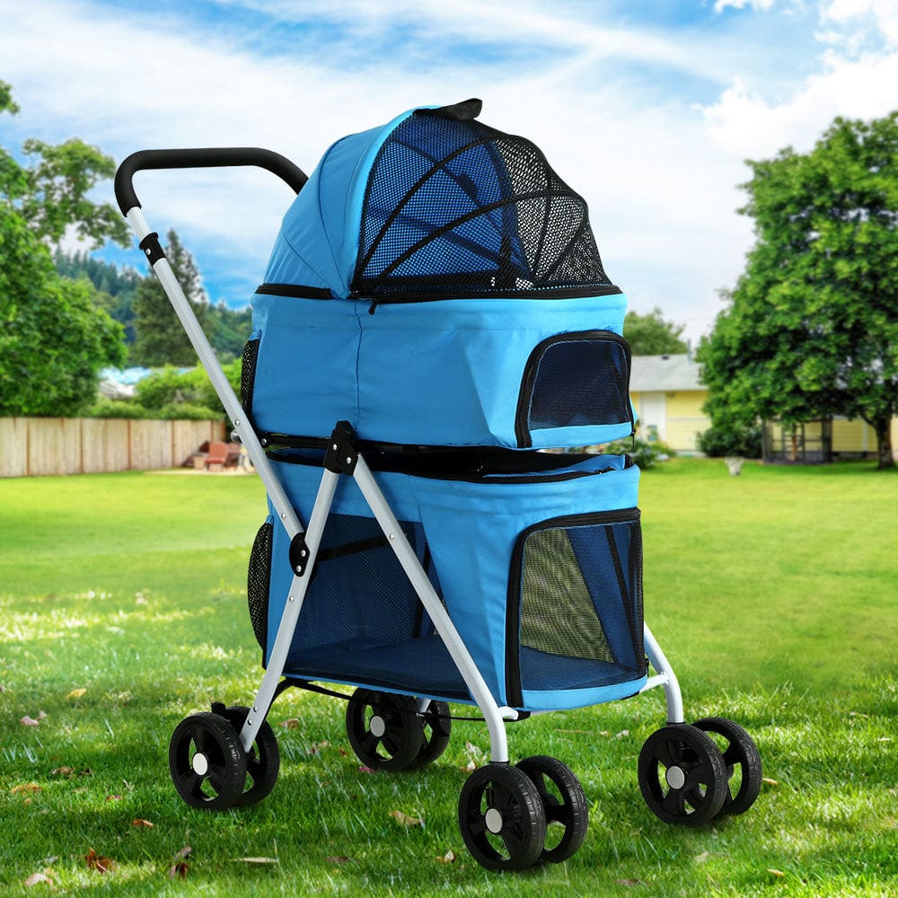 Spud Jax Petshop i.Pet Pet Stroller Dog Pram Large Cat Carrier Travel Foldable 4 Wheels Double Pet Care