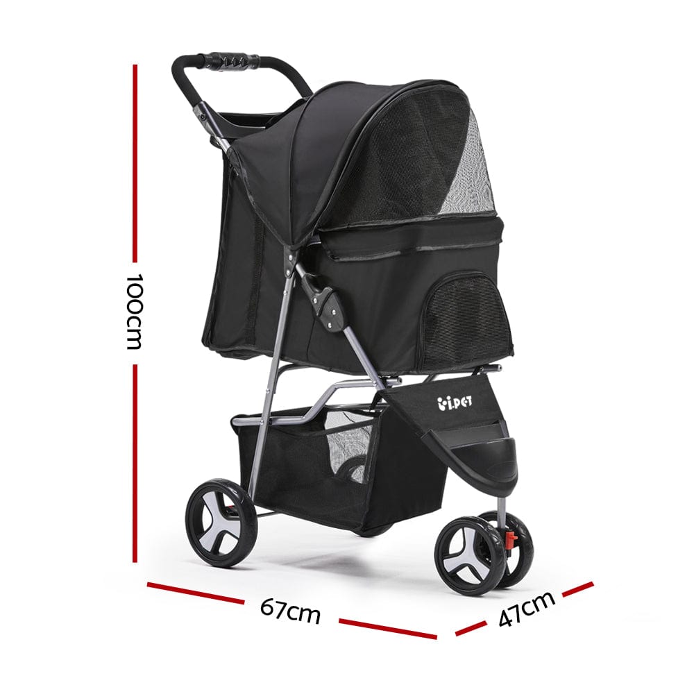 Spud Jax Petshop i.Pet 3 Wheel Pet Stroller - Black Pet Care