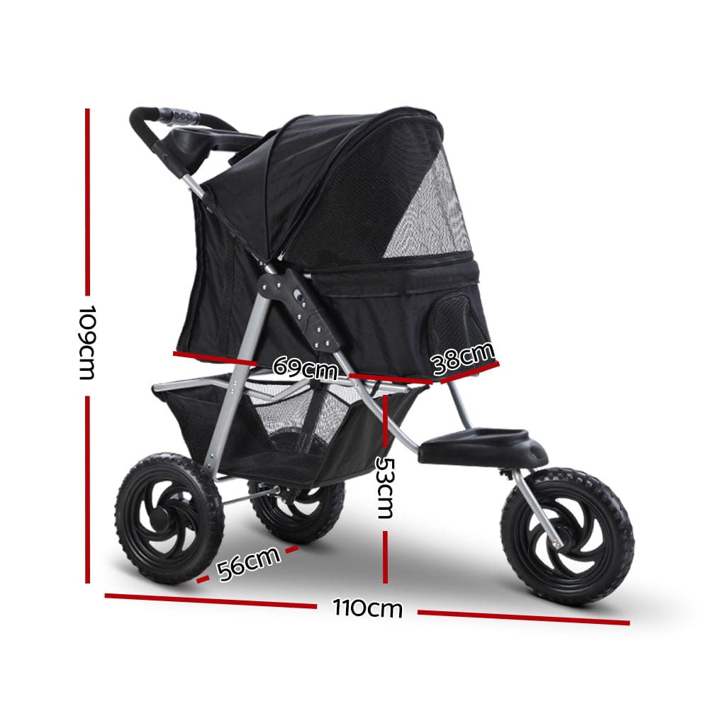 Spud Jax Petshop i.Pet Pet Stroller Dog Carrier Foldable Pram Large Black Pet Care