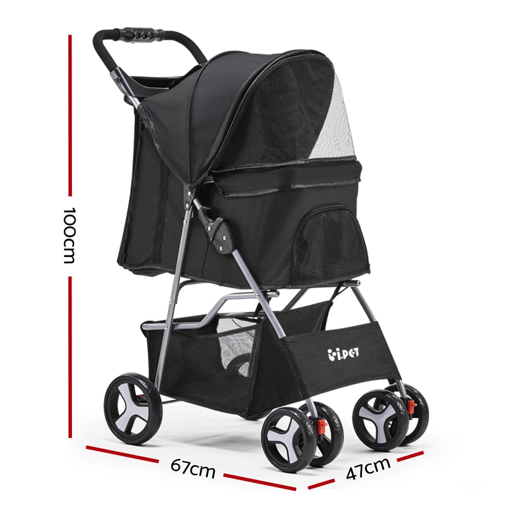 Spud Jax Petshop i.Pet 4 Wheel Pet Stroller - Black Pet Care