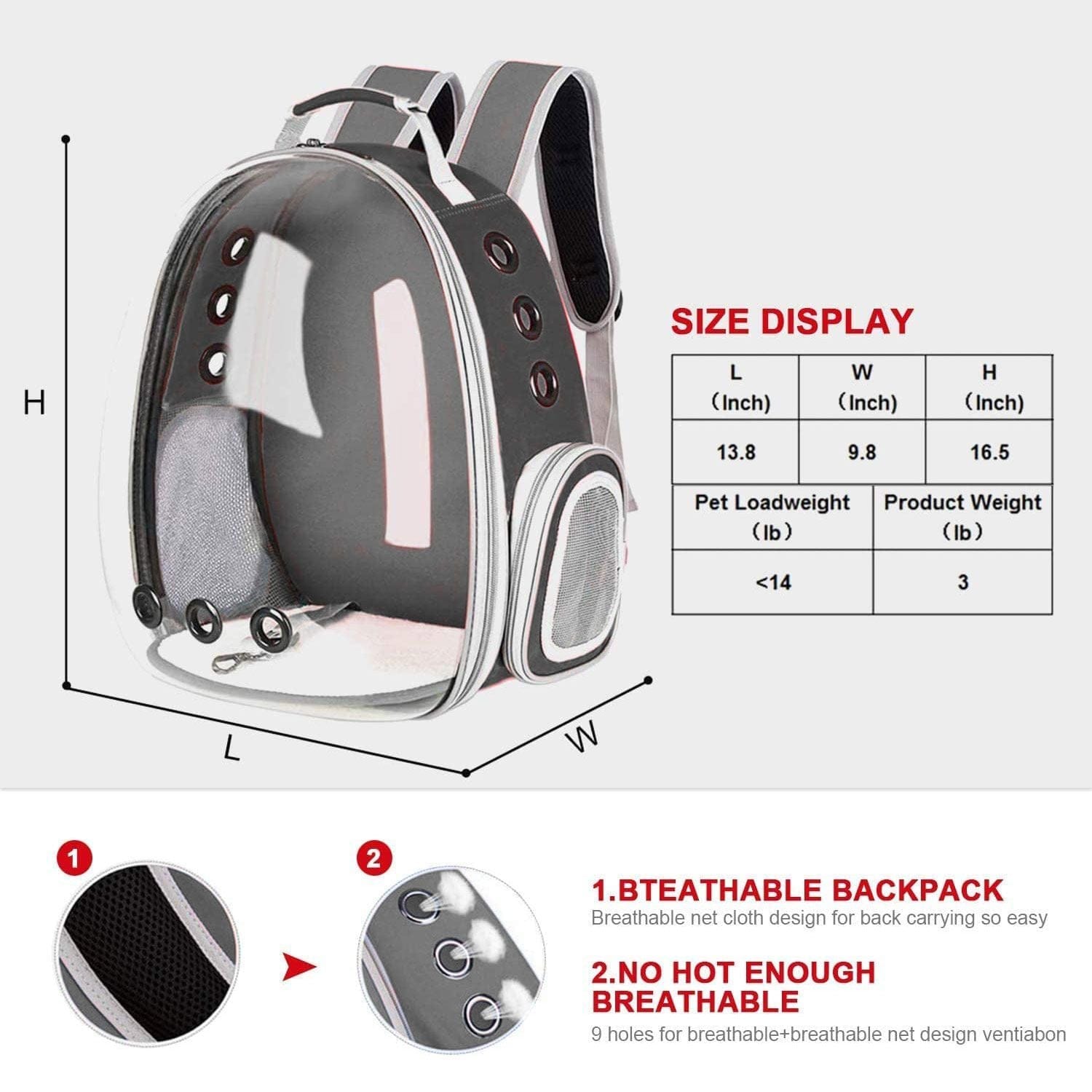 Spud Jax Petshop Floofi Space Capsule Backpack - Model 1 (Grey) FI-BP-105-FCQ Pet Care