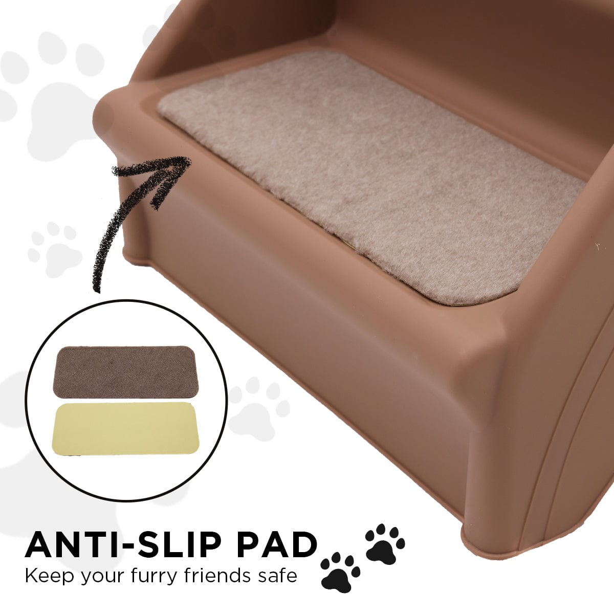 Spud Jax Petshop Furtastic 50cm Foldable Step Ladder Stairs - Brown Pet Care