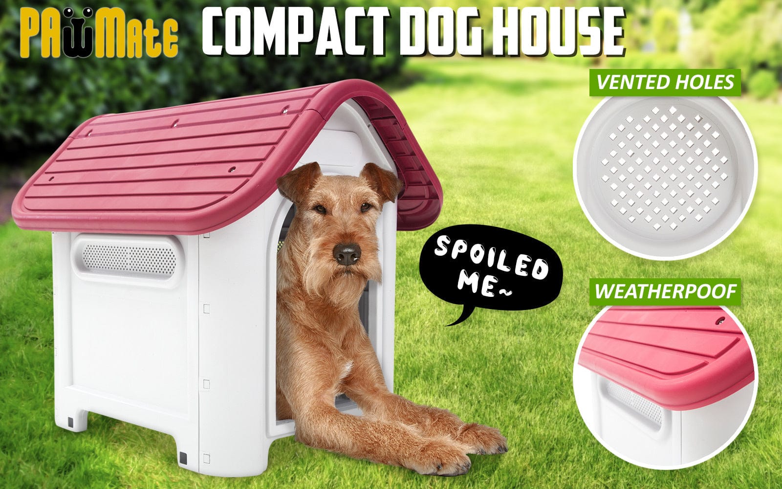 Spud Jax Petshop Dog Kennel House Plastic LUNA M PINK Pet Care