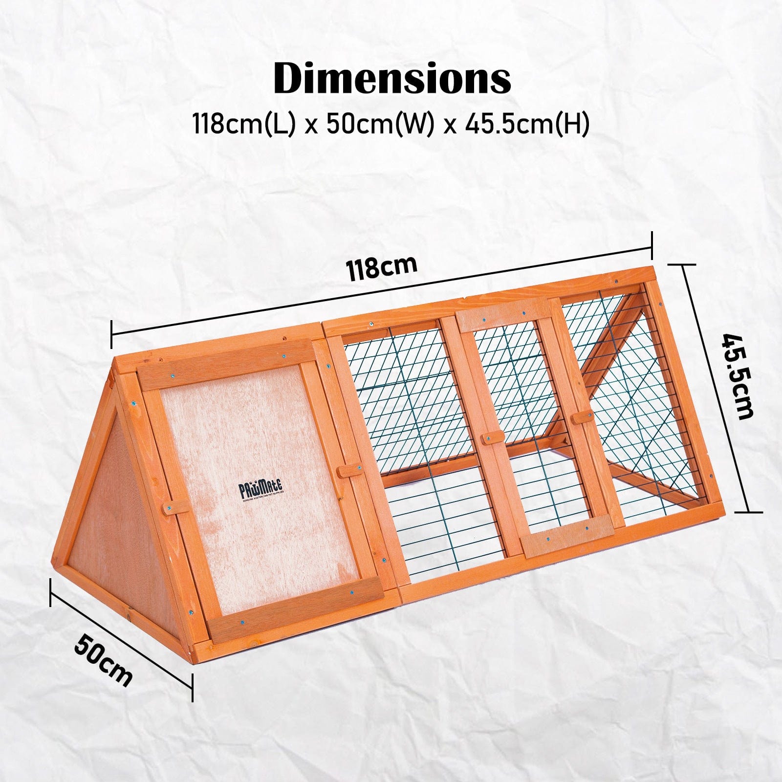 Spud Jax Petshop Rabbit Hutch Chicken Coop 118 x 50 x 45cm Triangle Cage Run Ester Pet Care