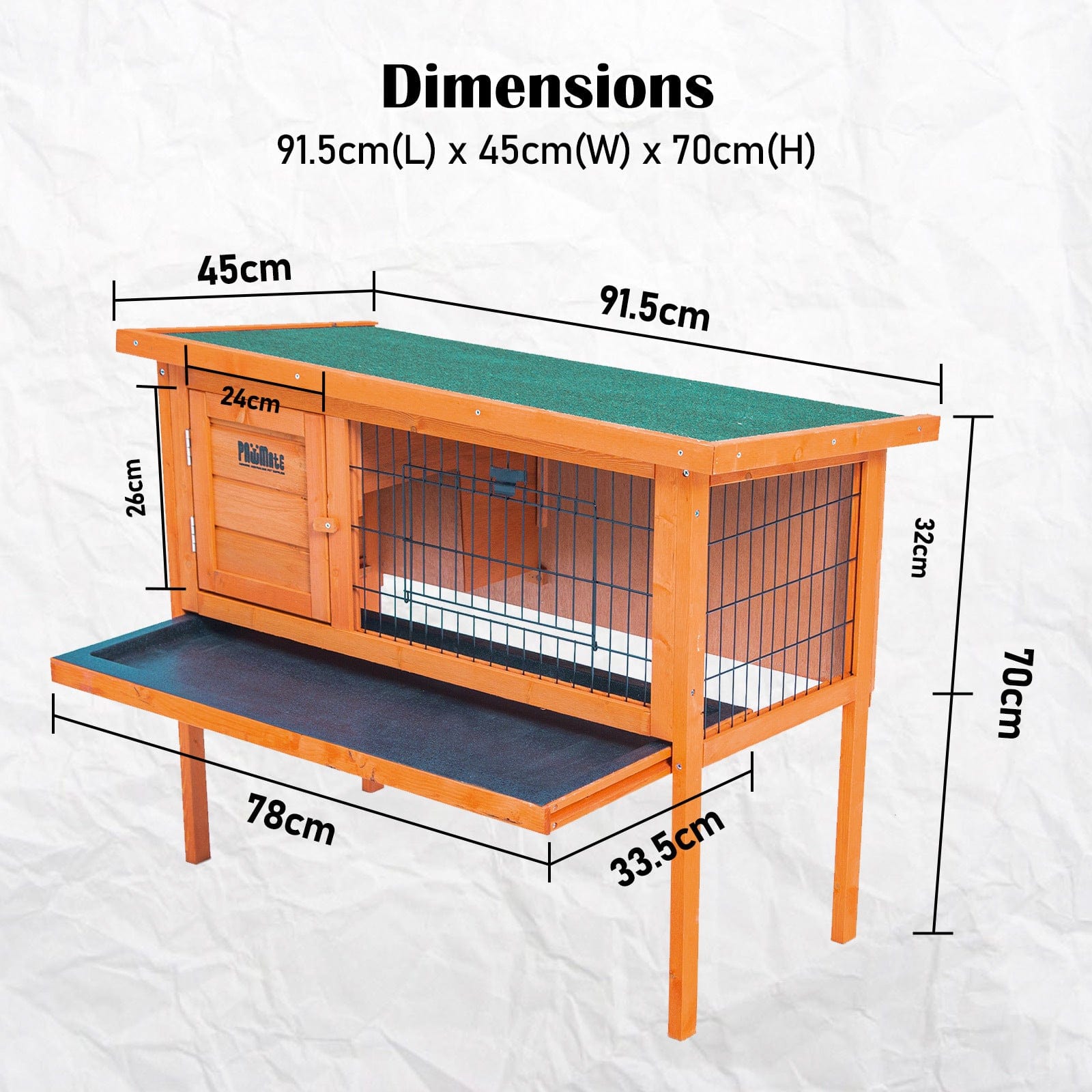 Spud Jax Petshop Rabbit Hutch Chicken Coop 91 x 45 x 70cm Free Standing Cage Run Eden Pet Care