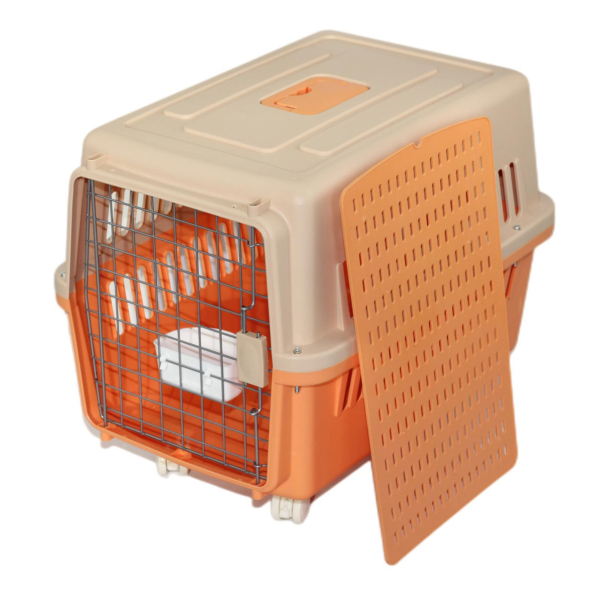 Spud Jax Petshop YES4PETS Large Dog Cat Crate Pet Carrier Rabbit Airline Cage With Tray, Bowl &amp; Wheel Orange Pet Care