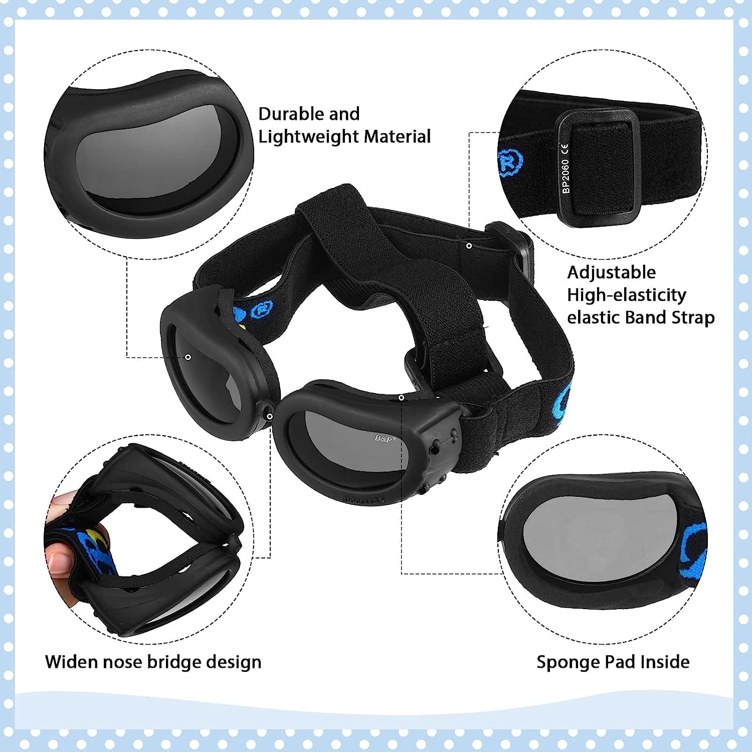 Spud Jax Petshop Dog Helmet Goggles, Small Size, Black Pet Care > Toys