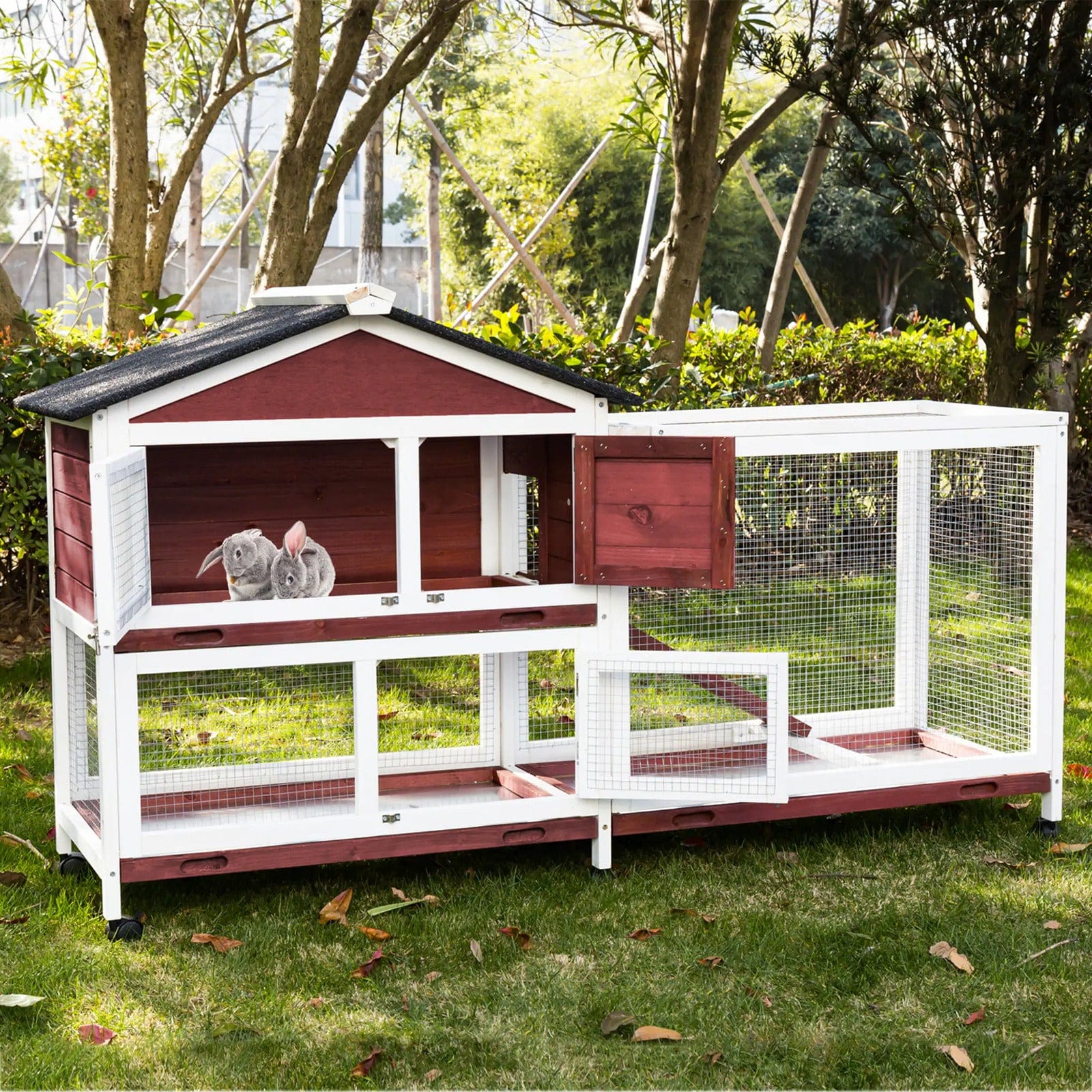 Spud Jax Petshop Double Storey Large Rabbit Hutch Guinea Pig Cage , Ferret Cage With Pull Out Tray On Wheels Pet Care