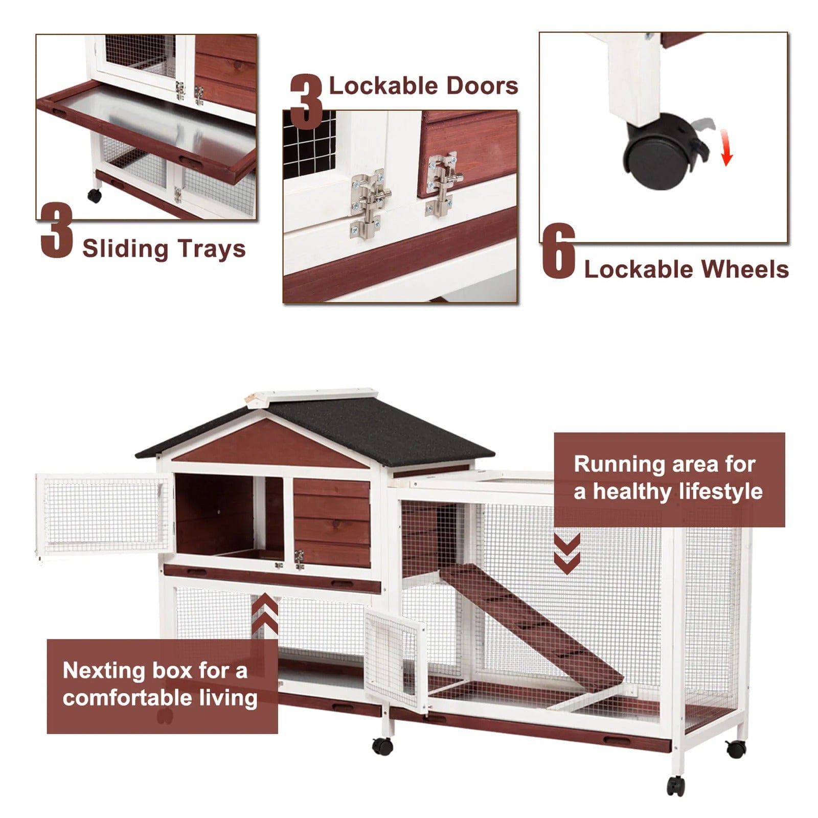 Spud Jax Petshop Double Storey Large Rabbit Hutch Guinea Pig Cage , Ferret Cage With Pull Out Tray On Wheels Pet Care