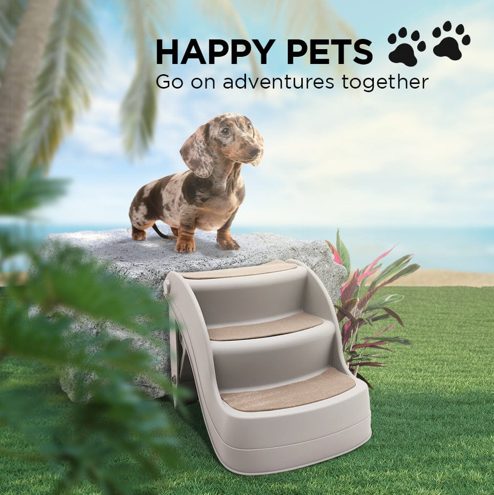 Spud Jax Petshop Furtastic 38cm Foldable Pet Stairs Ramp - Grey Pet Care