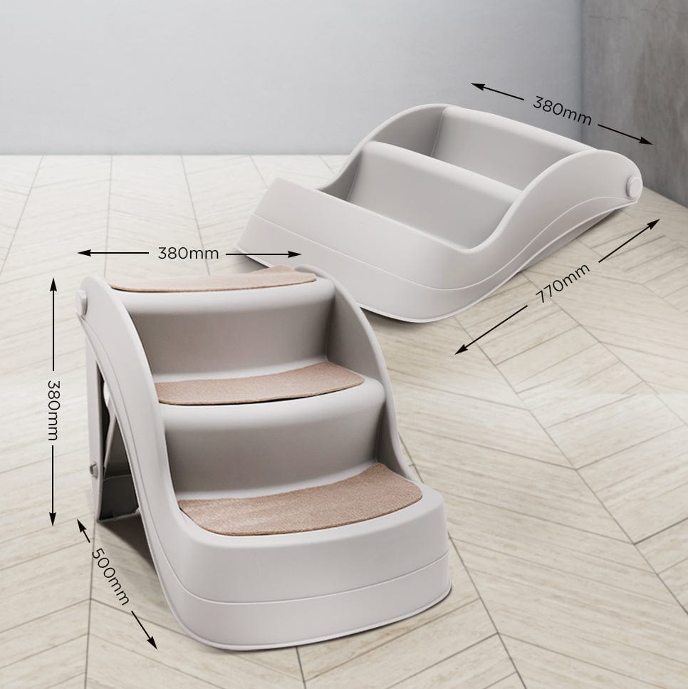 Spud Jax Petshop Furtastic 38cm Foldable Pet Stairs Ramp - Grey Pet Care