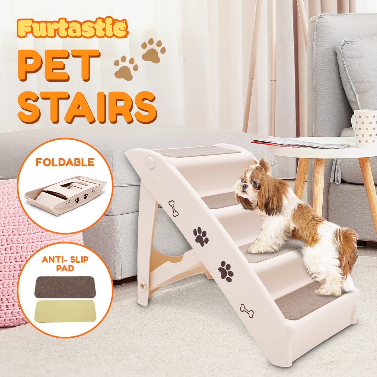 Spud Jax Petshop Furtastic 50cm Foldable Step Ladder Stairs Pet Care