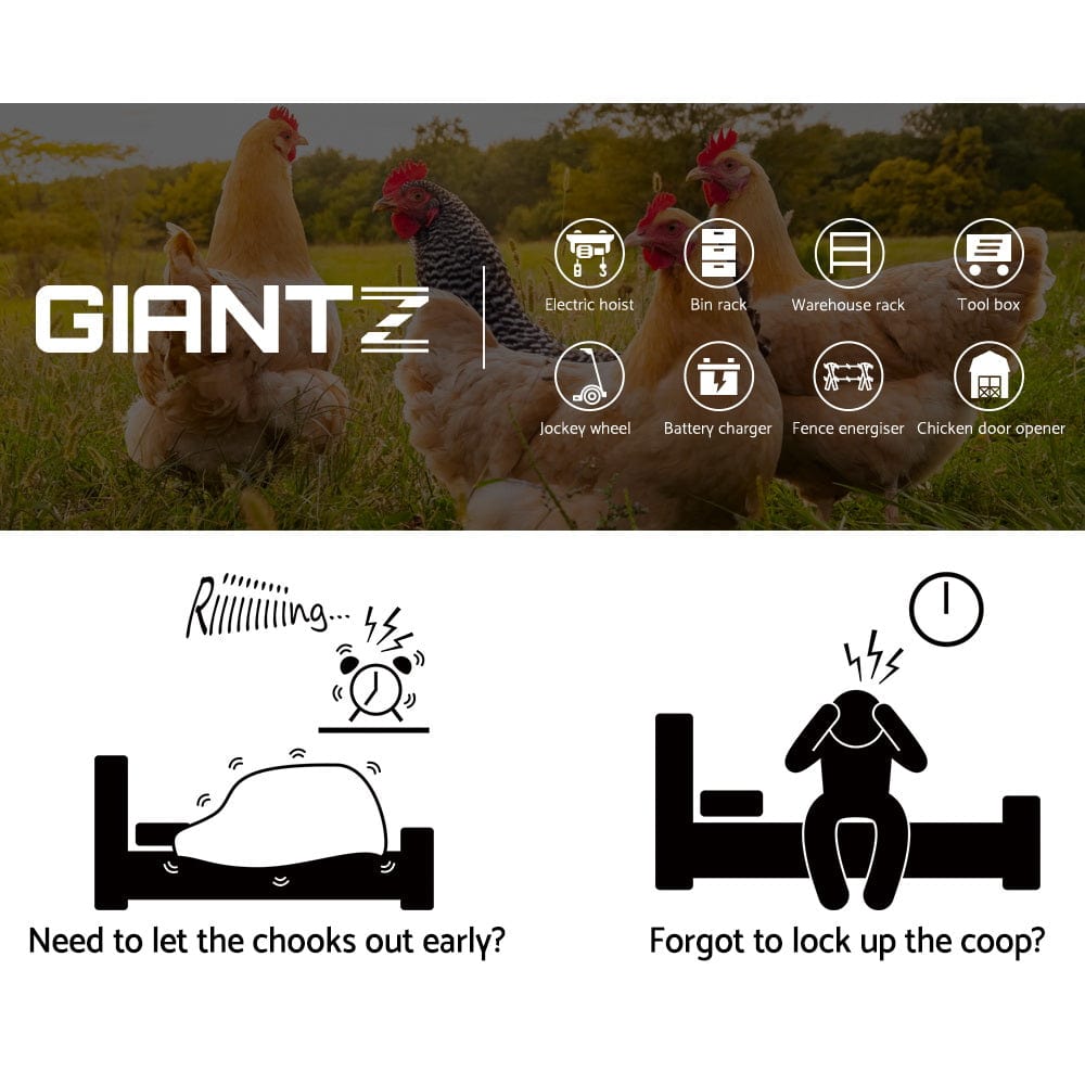 Spud Jax Petshop Giantz Automatic Chicken Coop Door Opener Cage Closer Pet Care