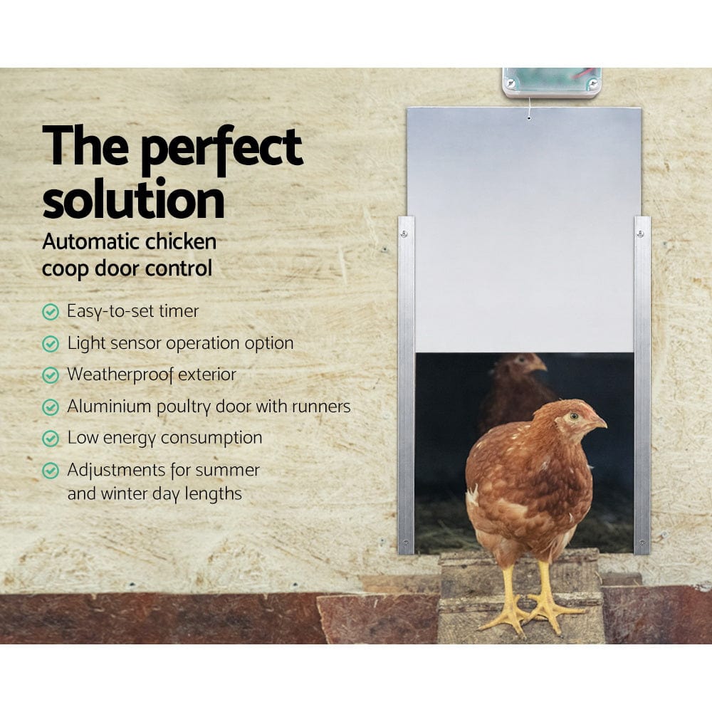 Spud Jax Petshop Giantz Automatic Chicken Coop Door Opener Cage Closer Pet Care