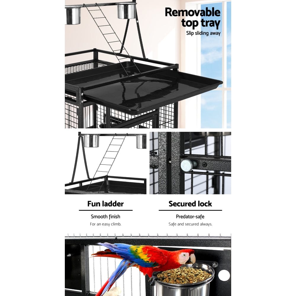 Spud Jax Petshop i.Pet Bird Cage Pet Cages Aviary 173CM Large Travel Stand Budgie Parrot Toys Pet Care