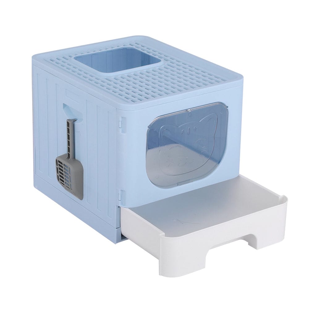 Spud Jax Petshop i.Pet Cat Litter Box Large Tray Kitty Toilet Enclosed Hooded Foldable Scoop Blue Pet Care > Cat Supplies