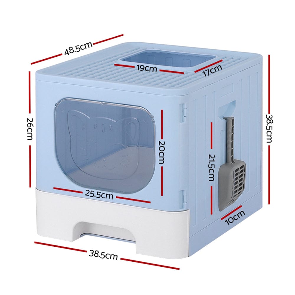 Spud Jax Petshop i.Pet Cat Litter Box Large Tray Kitty Toilet Enclosed Hooded Foldable Scoop Blue Pet Care > Cat Supplies