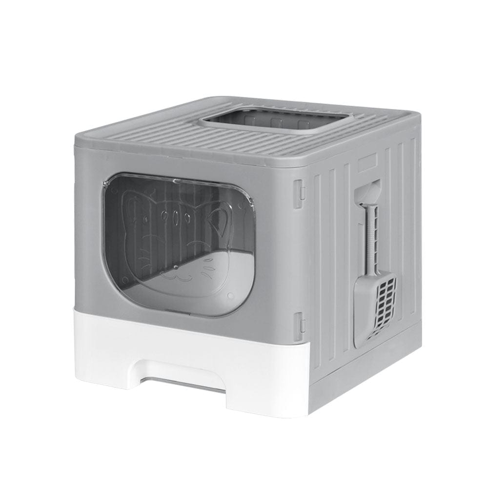 Spud Jax Petshop i.Pet Cat Litter Box Large Tray Kitty Toilet Enclosed Hooded Foldable Scoop Grey Pet Care > Cat Supplies