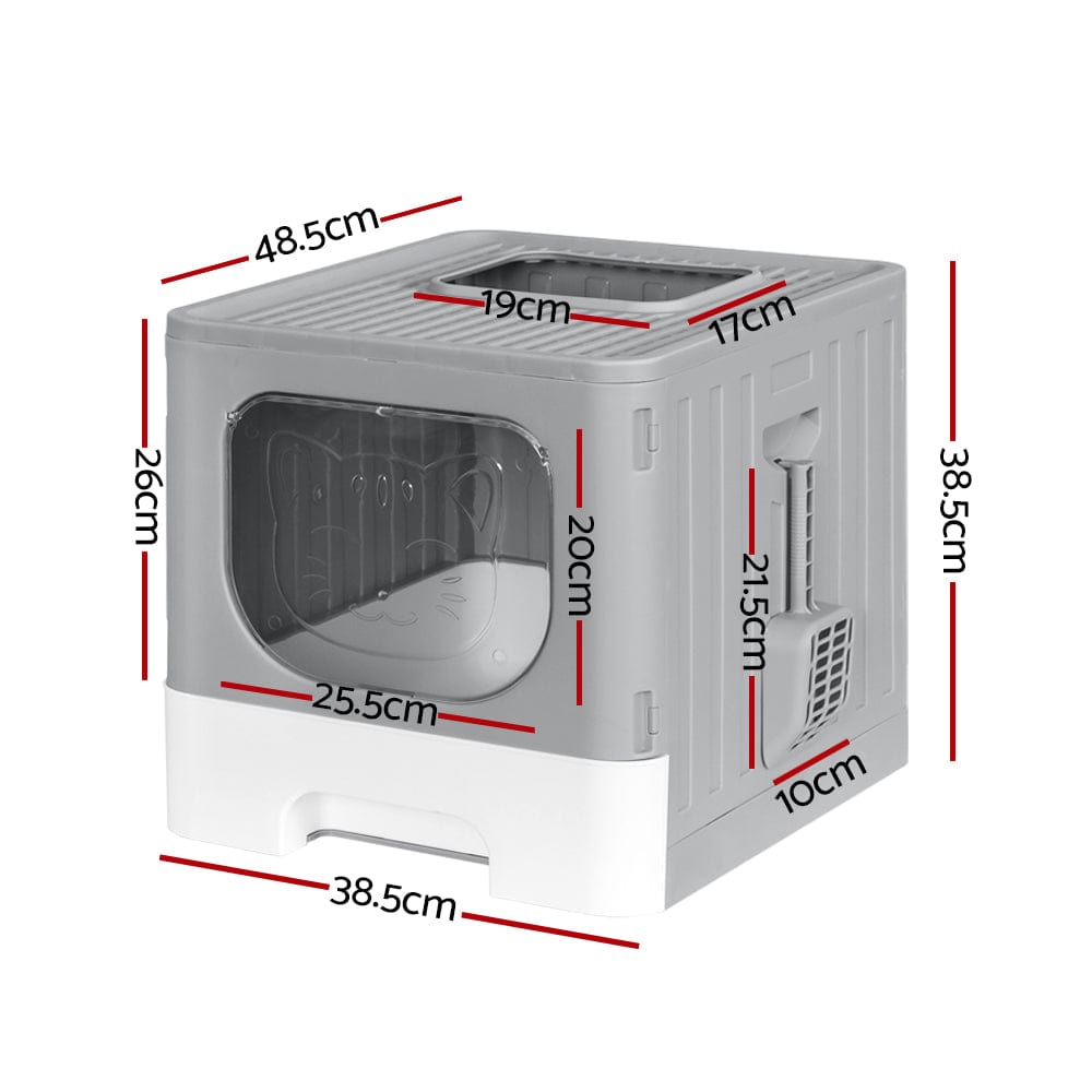 Spud Jax Petshop i.Pet Cat Litter Box Large Tray Kitty Toilet Enclosed Hooded Foldable Scoop Grey Pet Care > Cat Supplies
