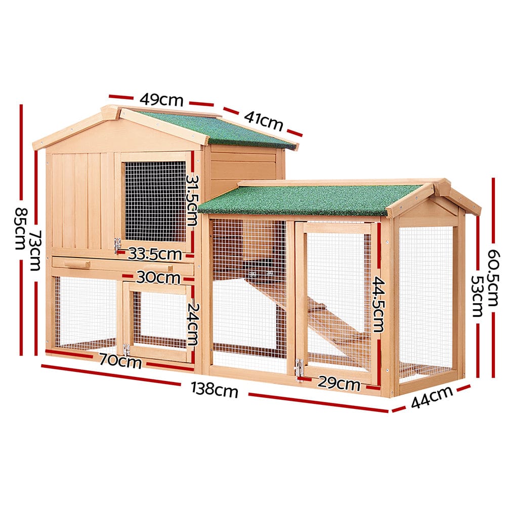 Spud Jax Petshop i.Pet Chicken Coop Rabbit Hutch 138cm Wide Wooden Pet Hutch Pet Care