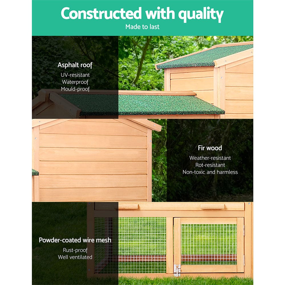 Spud Jax Petshop i.Pet Chicken Coop Rabbit Hutch 138cm Wide Wooden Pet Hutch Pet Care