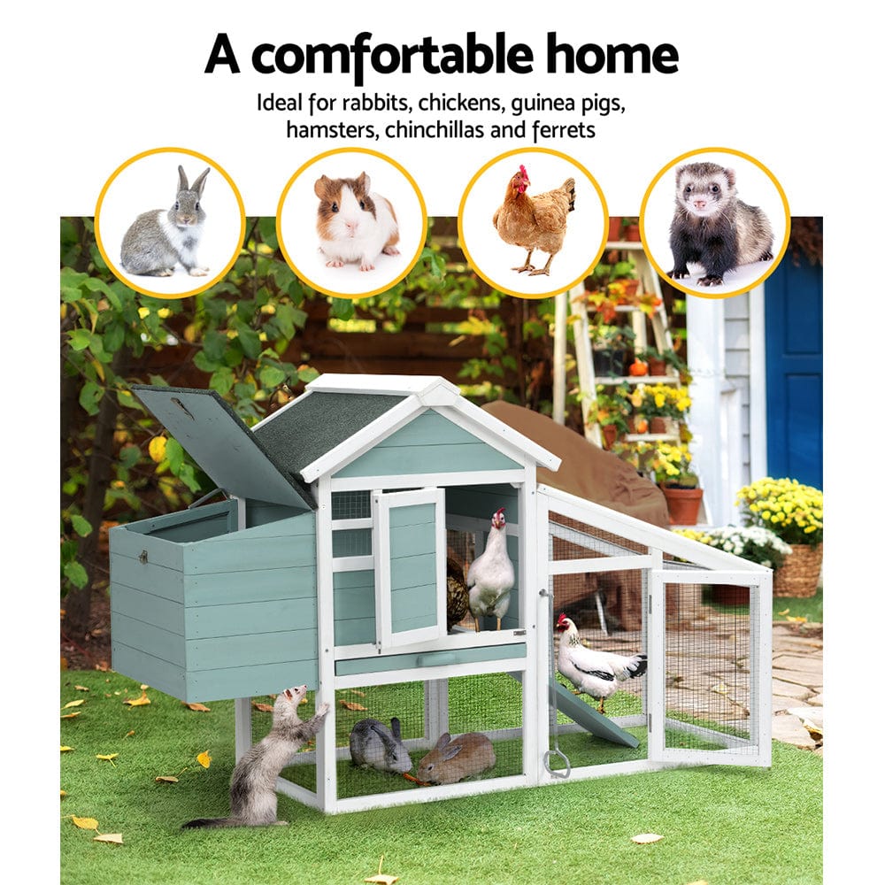 Spud Jax Petshop i.Pet Chicken Coop Rabbit Hutch Large House Run Cage Wooden Outdoor Pet Hutch Pet Care