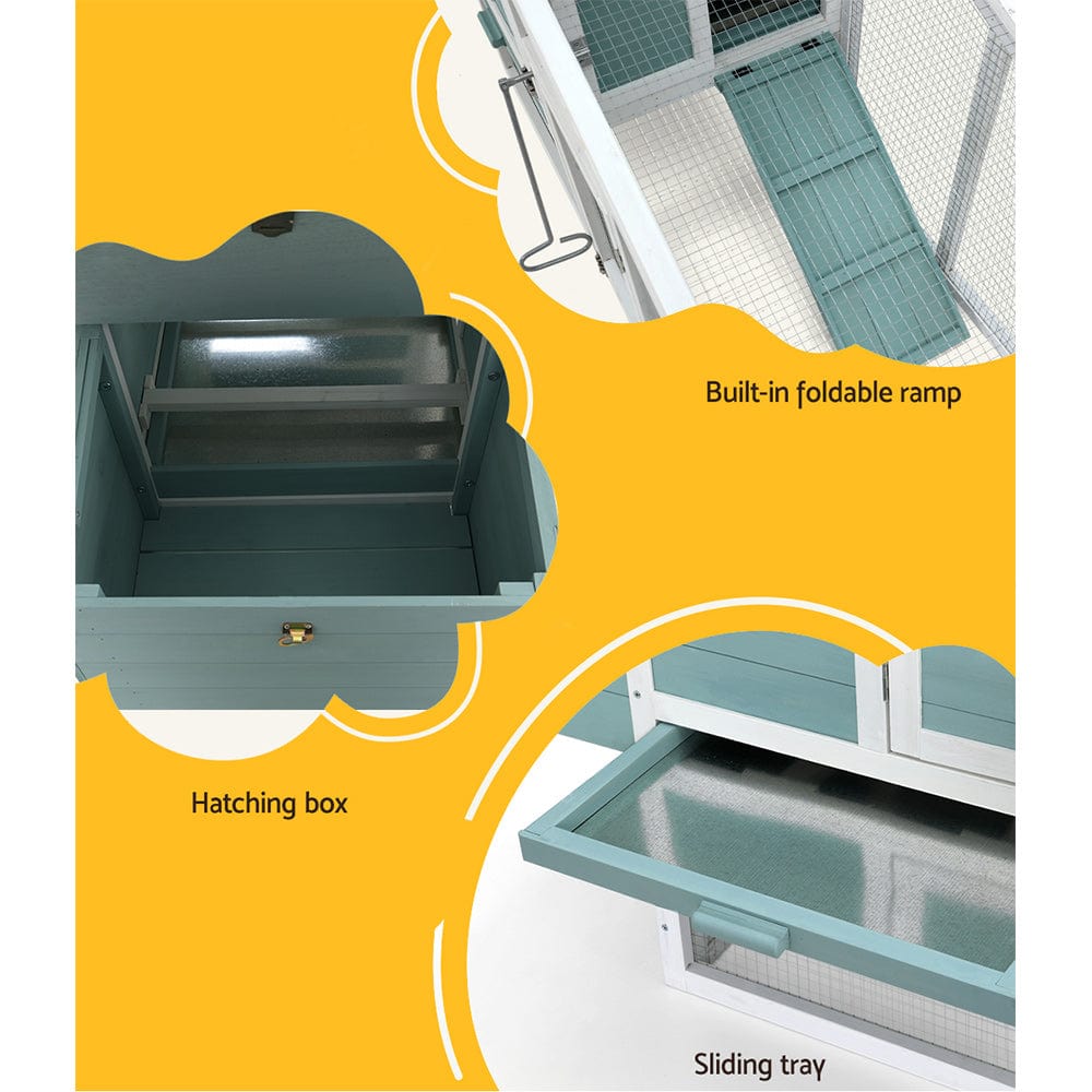 Spud Jax Petshop i.Pet Chicken Coop Rabbit Hutch Large House Run Cage Wooden Outdoor Pet Hutch Pet Care