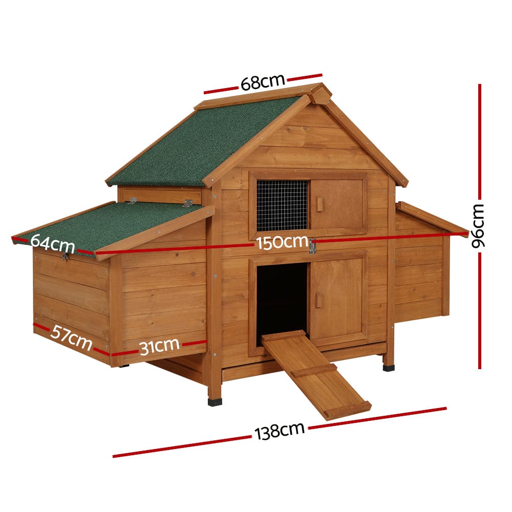 Spud Jax Petshop i.Pet Chicken Coop Large Rabbit Hutch House Run Cage Wooden Outdoor Pet Hutch Pet Care
