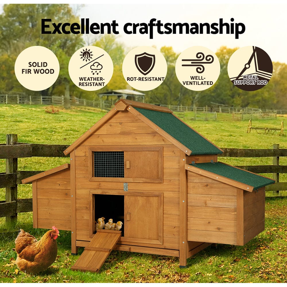 Spud Jax Petshop i.Pet Chicken Coop Large Rabbit Hutch House Run Cage Wooden Outdoor Pet Hutch Pet Care