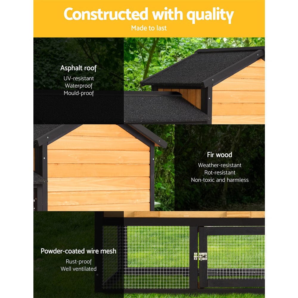 Spud Jax Petshop i.Pet Chicken Coop Rabbit Hutch Wooden Cage Pet Hutch 165cm x 52cm x 86cm Pet Care