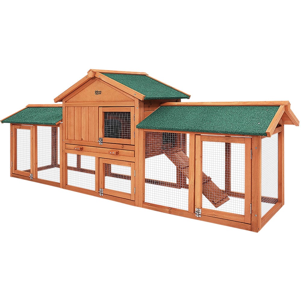 Spud Jax Petshop i.Pet Rabbit Hutch Chicken Coop Wooden Cage Pet Hutch 220cm x 52cm x 84cm Pet Care