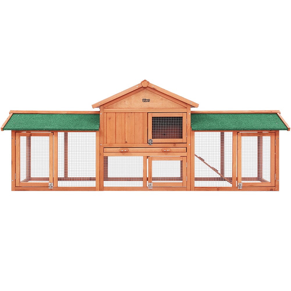 Spud Jax Petshop i.Pet Rabbit Hutch Chicken Coop Wooden Cage Pet Hutch 220cm x 52cm x 84cm Pet Care