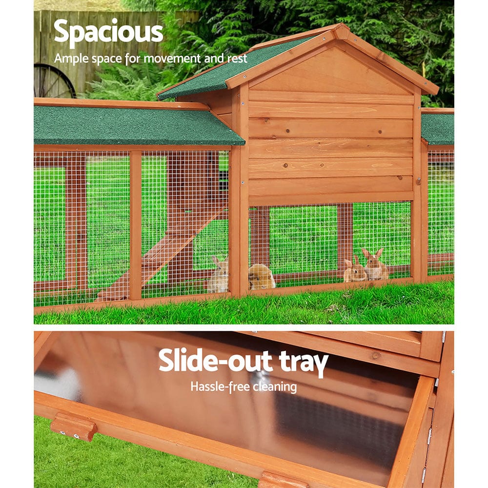 Spud Jax Petshop i.Pet Rabbit Hutch Chicken Coop Wooden Cage Pet Hutch 220cm x 52cm x 84cm Pet Care