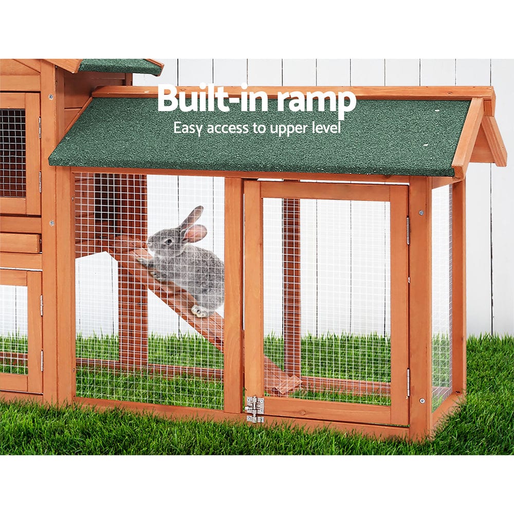 Spud Jax Petshop i.Pet Rabbit Hutch Chicken Coop Wooden Cage Pet Hutch 220cm x 52cm x 84cm Pet Care