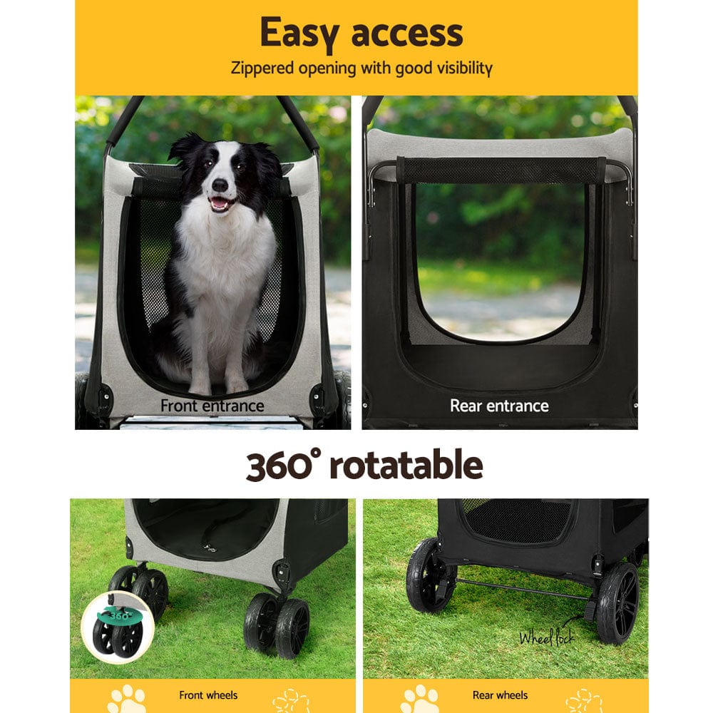 Spud Jax Petshop i.Pet Pet Dog Stroller Pram Large Carrier Cat Travel Foldable Strollers 4 Wheels Pet Care