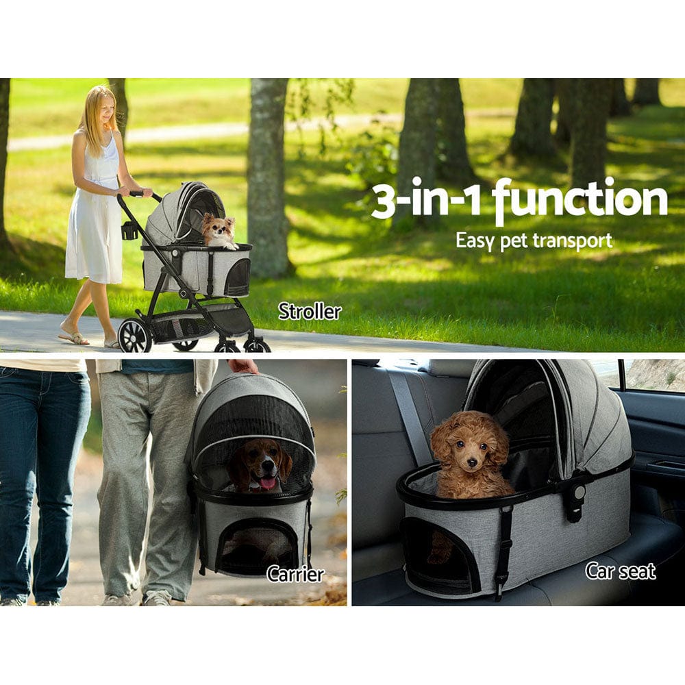 Spud Jax Petshop i.Pet Pet Stroller Pram Large Dog Cat Carrier Travel Pushchair Foldable 4 Wheels Pet Care