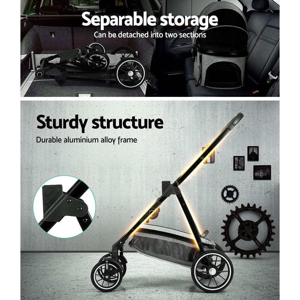 Spud Jax Petshop i.Pet Pet Stroller Pram Large Dog Cat Carrier Travel Pushchair Foldable 4 Wheels Pet Care