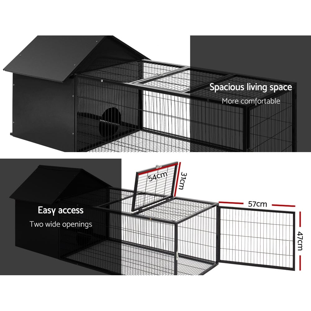 Spud Jax Petshop i.Pet Rabbit Cage Hutch Cages Indoor Outdoor Hamster Enclosure Pet Metal Carrier 162CM Length Pet Care