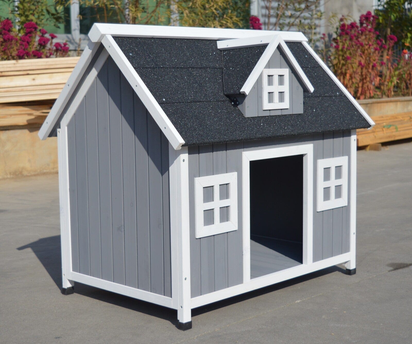 Spud Jax Petshop YES4PETS Grey Large Timber Pet Dog Puppy Wooden Cabin  Kennel Timber House Pet Care