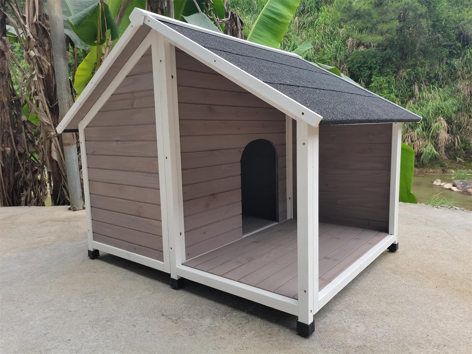 Spud Jax Petshop YES4PETS L Timber Pet Dog Kennel House Puppy Wooden Timber Cabin 130x105x100cm Grey Pet Care